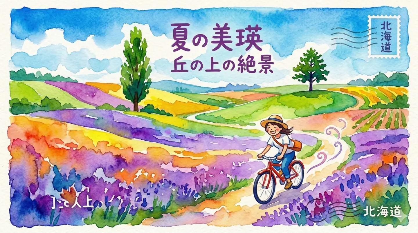 北海道・美瑛の丘を走る